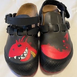 Birkenstock Kay Kids Fire Dragon Black Red Shoes